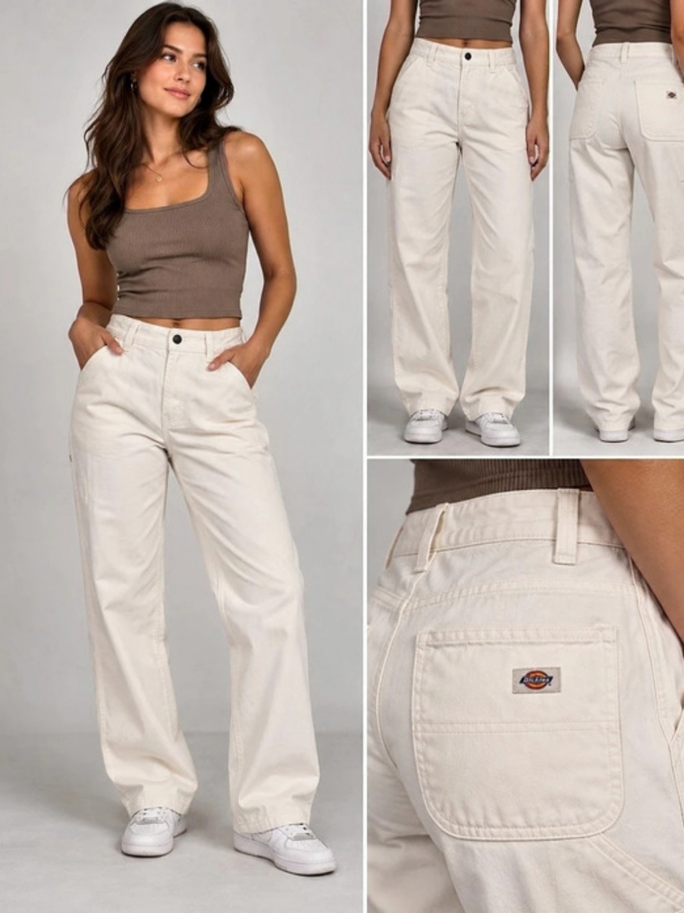 Dickies 874 Wide Leg Cotton Pants in White Size 4 NWT